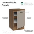 Balcão de Cozinha 50 x 60cm 1 Porta (Com Tampo) Rustic/Crema Agata Madesa