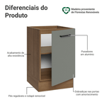 Balcão de Cozinha 50 x 60cm 1 Porta (Sem Tampo) Rustic/Cinza Agata Madesa