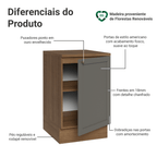 Balcão de Cozinha 50 x 60cm 1 Porta (Com Tampo) Rustic/Cinza Vik Madesa