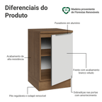 Balcão de Cozinha 50 x 60 cm 1 Porta (Com Tampo) Rustic/Branco Veludo Lux Madesa