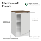 Balcão de Cozinha 50 x 60cm 1 Porta Branco Tampo Rustic Stella Madesa