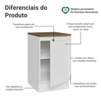 Balcão de Cozinha 50 x 60cm 1 Porta Branco Tampo Rustic Vik Madesa