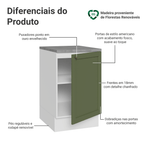 Balcão de Cozinha 50 x 60cm 1 Porta (Com Tampo) Branco/Verde Vik Madesa