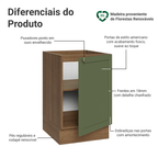 Balcão de Cozinha 50 x 60cm 1 Porta (Sem Tampo) Rustic/Verde Vik Madesa