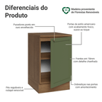 Balcão de Cozinha 50 x 60cm 1 Porta (Com Tampo) Rustic/Verde Vik Madesa