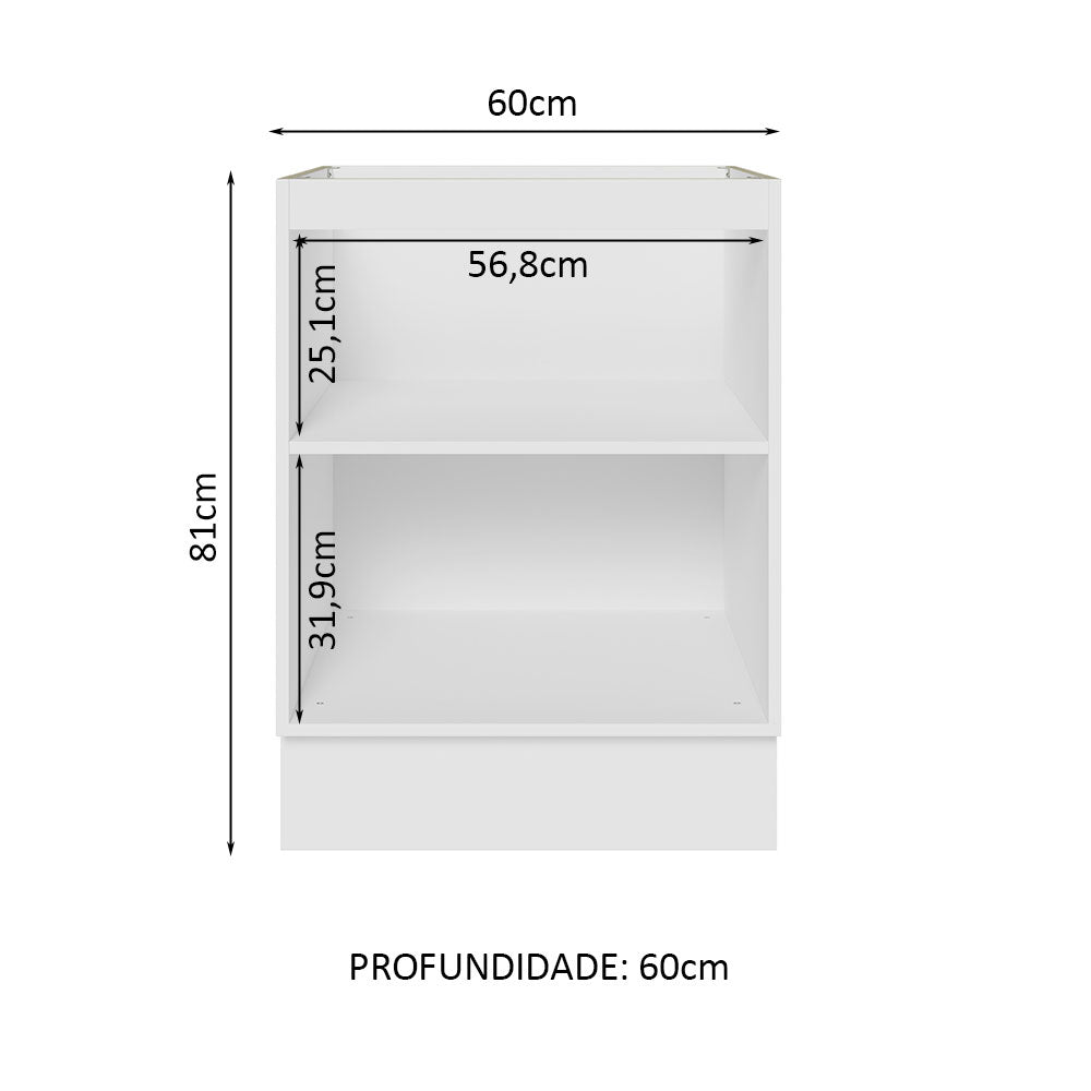 Balcão Cozinha 60 x 60 cm 1 Porta (Sem Tampo) Branco Stella Madesa