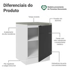 Balcão 60 x 60 cm 1 Porta (Com Tampo) Branco/Preto Lux Madesa