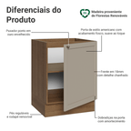 Balcão de Cozinha 60 x 60 cm 1 Porta (Sem Tampo) Rustic/Crema Vik Madesa