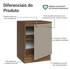 Balcão de Cozinha 60 x 60 cm 1 Porta (Com Tampo) Rustic/Crema Vik Madesa