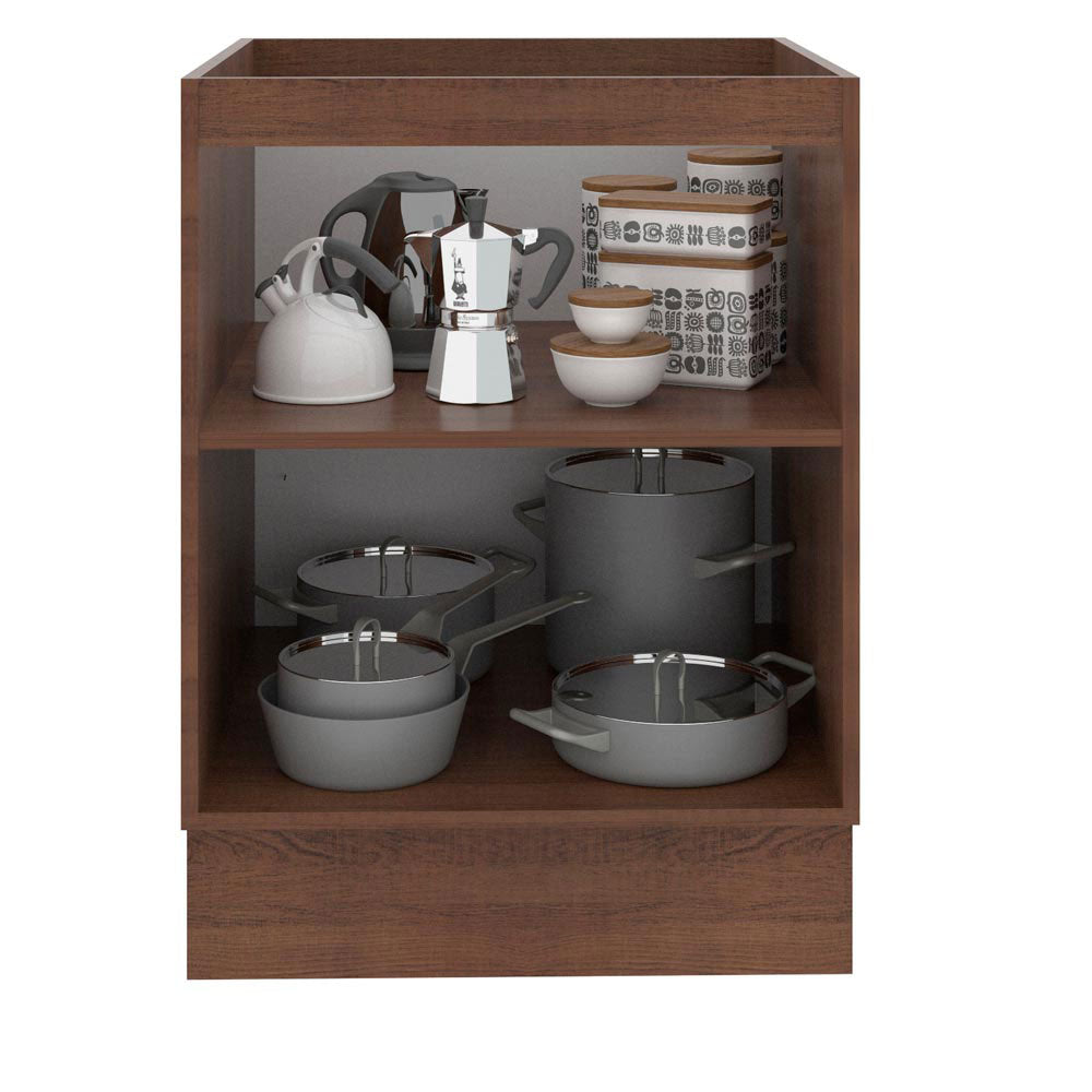 Balcão Madesa Lux 60 cm 1 Porta (Sem Tampo) Rustic/Preto