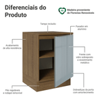 Balcão 60 x 60 cm 1 Porta (Com Tampo) Rustic/Cinza Lux Madesa