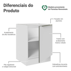 Balcão de Cozinha 60 x 60 cm 1 Porta (Sem Tampo) Branco/Branco Veludo Lux Madesa