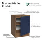 Balcão de Cozinha 60 x 60 cm 1 Porta (Com Tampo) Rustic/Azul Vik Madesa