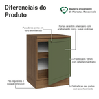 Balcão de Cozinha 60 x 60 cm 1 Porta (Com Tampo) Rustic/Verde Vik Madesa