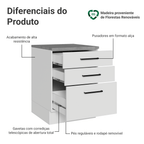 Balcão Madesa Agata 60 x 60 cm 3 Gavetas (Com Tampo) Branco