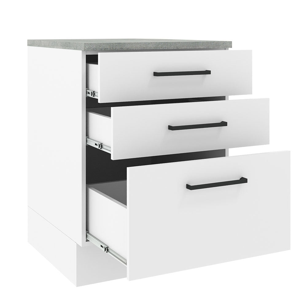 Balcão Madesa Agata 60 x 60 cm 3 Gavetas (Com Tampo) Branco