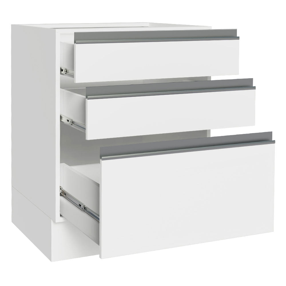 Balcão Cozinha 60 x 60 cm 3 Gavetas (Sem Tampo) Branco Glamy Madesa
