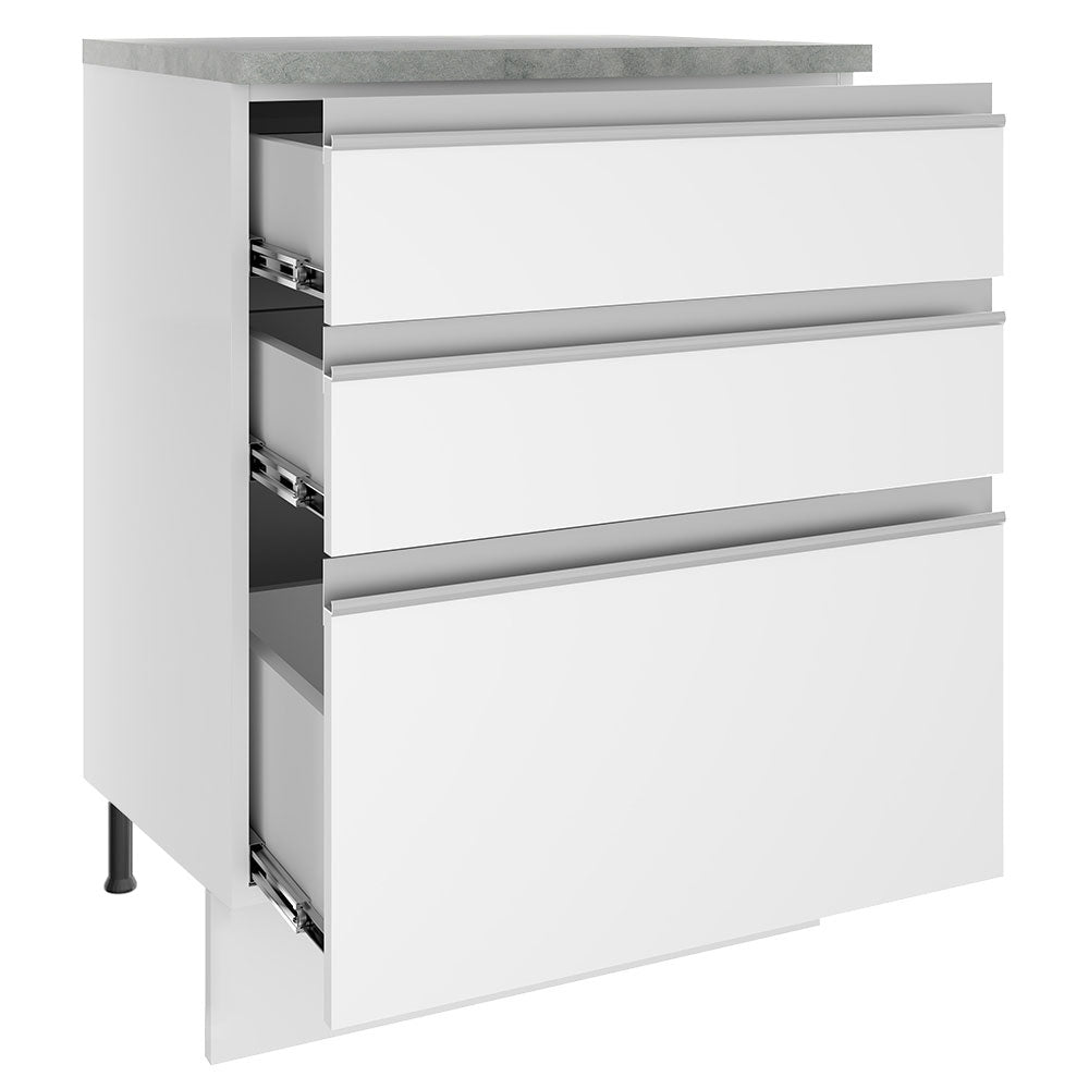 Balcão Madesa Glamy 60 x 60 cm 3 Gavetas (Com Tampo) Branco