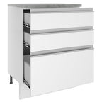 Balcão Madesa Glamy 60 x 60 cm 3 Gavetas (Com Tampo) Branco