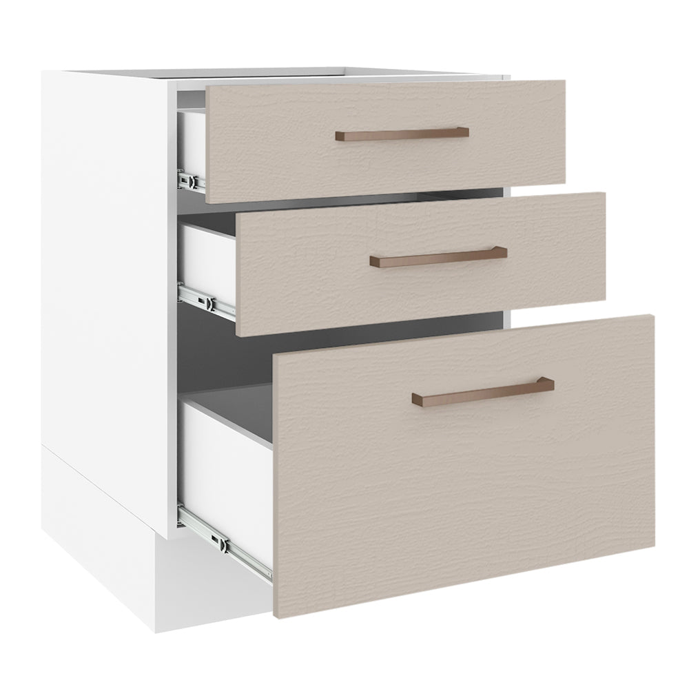 Balcão 60 x 60 cm 3 Gavetas (Sem Tampo) Branco/Crema Agata Madesa