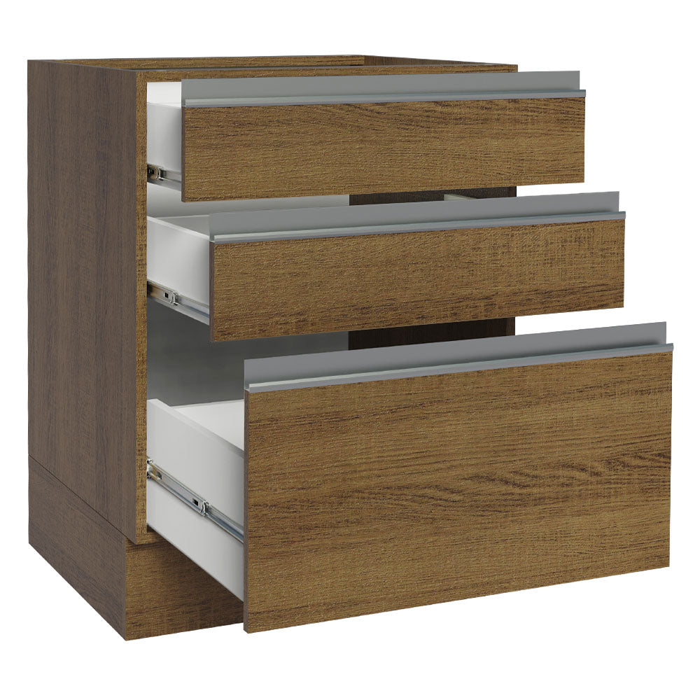 Balcão Cozinha 60 x 60 cm 3 Gavetas (Sem Tampo) Rustic Glamy Madesa