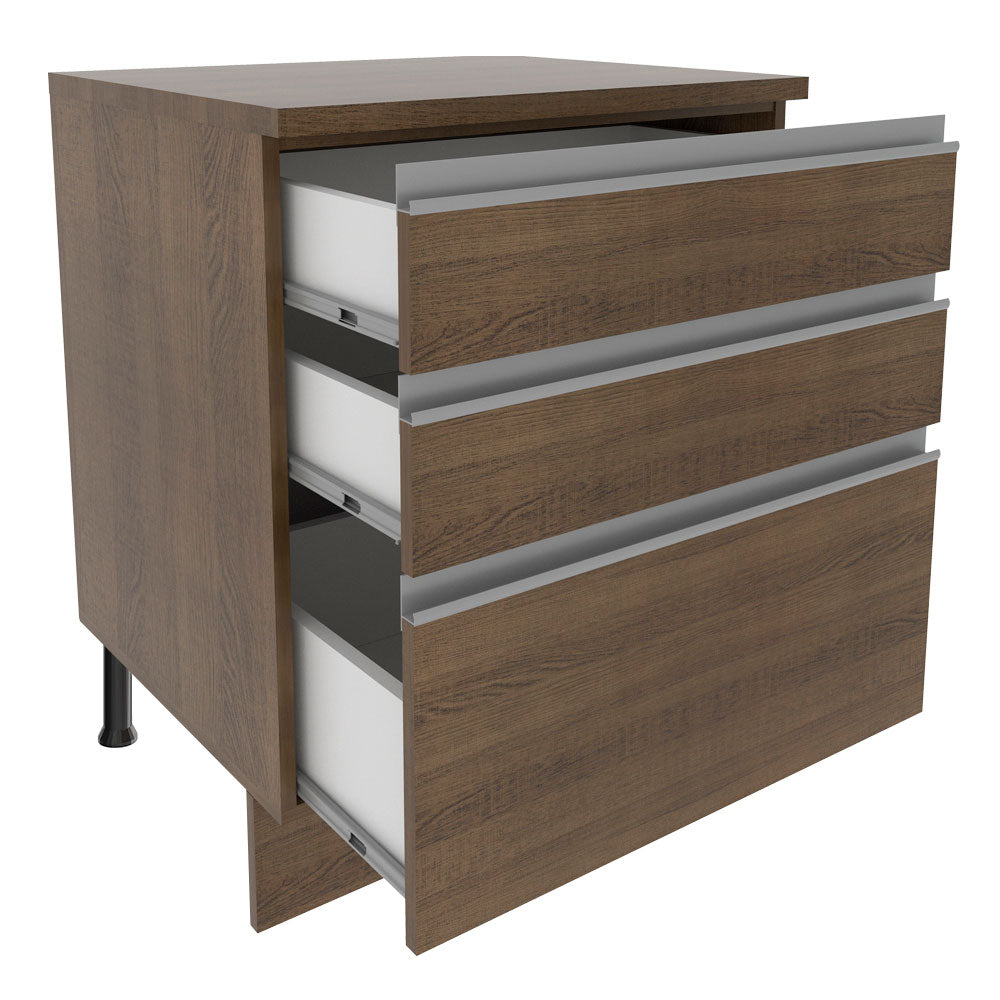 Balcão Madesa Glamy 60 x 60 cm 3 Gavetas (Com Tampo) Rustic