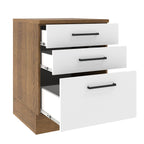 Balcão Madesa Agata 60 x 60 cm 3 Gavetas (Com Tampo) Rustic/Branco