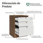 Balcão de Cozinha 60 x 60 cm 3 Gavetas (Com Tampo) Rustic/Branco Vik Madesa