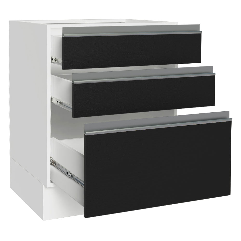 Balcão Cozinha 60 x 60 cm 3 Gavetas (Sem Tampo) Branco/Preto Glamy Madesa