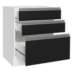 Balcão Cozinha 60 x 60 cm 3 Gavetas (Sem Tampo) Branco/Preto Glamy Madesa