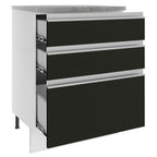 Balcão Madesa Glamy 60 x 60 cm 3 Gavetas (Com Tampo) Branco/Preto