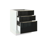 Balcão Madesa Lux 60 cm 3 Gavetas (Sem Tampo) Branco/Preto