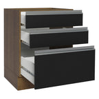Balcão Cozinha 60 x 60 cm 3 Gavetas (Sem Tampo) Rustic/Preto Glamy Madesa