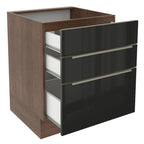 Balcão Madesa Lux 60 cm 3 Gavetas (Sem Tampo) Rustic/Preto