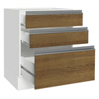 Balcão Cozinha 60 x 60 cm 3 Gavetas (Sem Tampo) Branco/Rustic Glamy Madesa