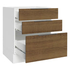 Balcão Cozinha 60 x 60 cm 3 Gavetas (Sem Tampo) Branco/Rustic Stella Madesa