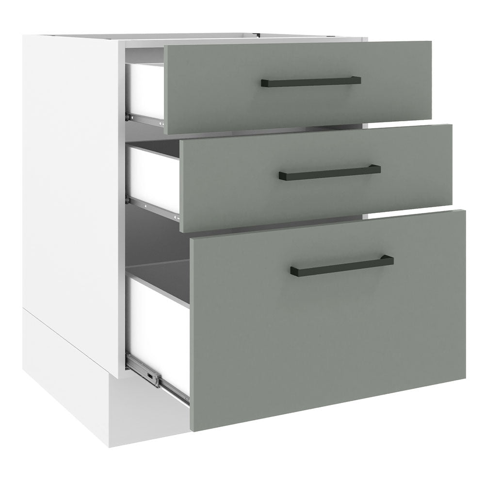 Balcão Madesa Agata 60 x 60 cm 3 Gavetas (Sem Tampo) Branco/Cinza