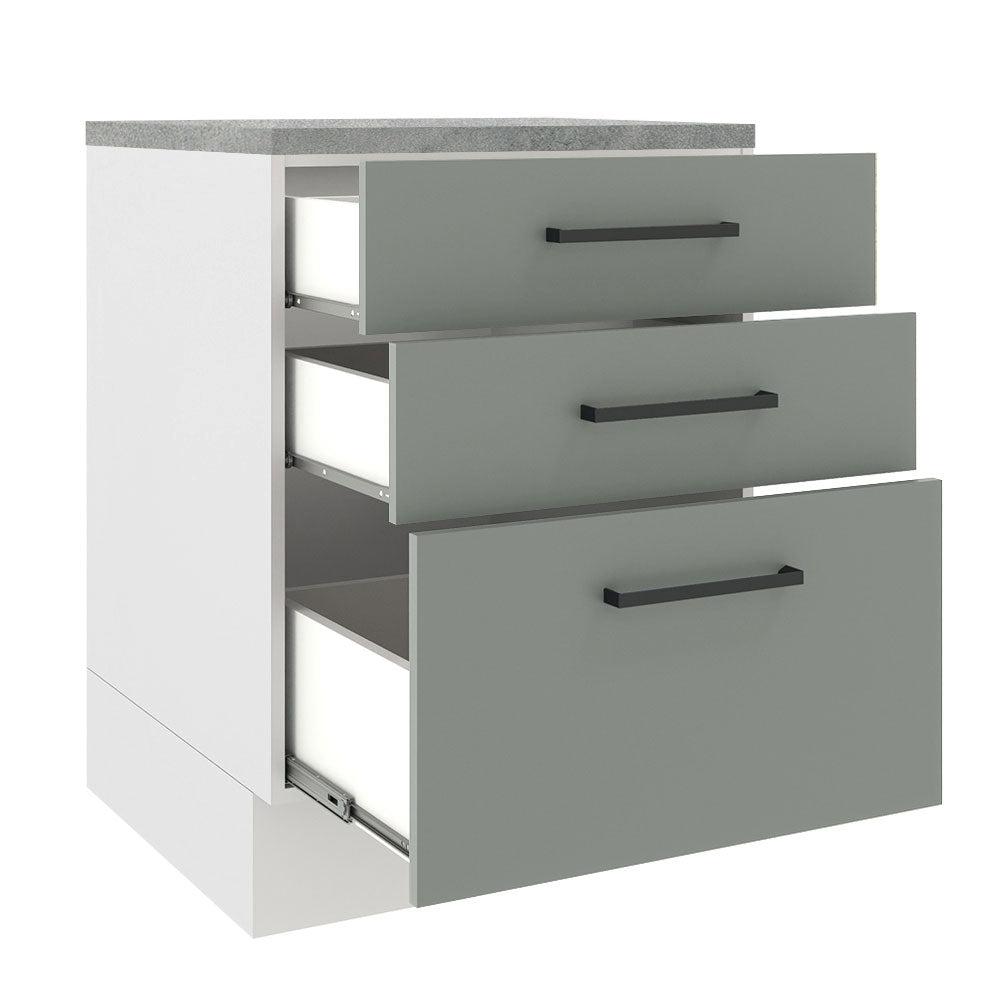 Balcão Madesa Agata 60 x 60 cm 3 Gavetas (Com Tampo) Branco/Cinza
