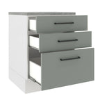 Balcão Madesa Agata 60 x 60 cm 3 Gavetas (Com Tampo) Branco/Cinza