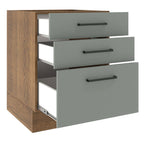 Balcão Madesa Agata 60 x 60 cm 3 Gavetas (Sem Tampo) Rustic/Cinza