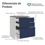 Balcão de Cozinha 60 x 60 cm 3 Gavetas (Com Tampo) Branco/Azul Vik Madesa