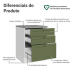 Balcão de Cozinha 60 x 60 cm 3 Gavetas (Com Tampo) Branco/Verde Vik Madesa