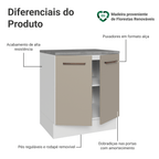 Balcão de Cozinha 70 x 60 cm 2 Portas (Com Tampo) Branco/Crema Agata Madesa