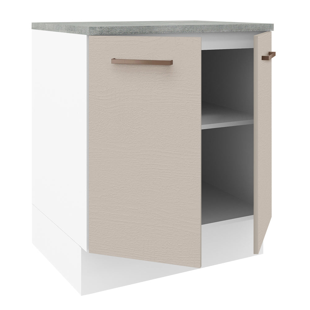 Balcão de Cozinha 70 x 60 cm 2 Portas (Com Tampo) Branco/Crema Agata Madesa