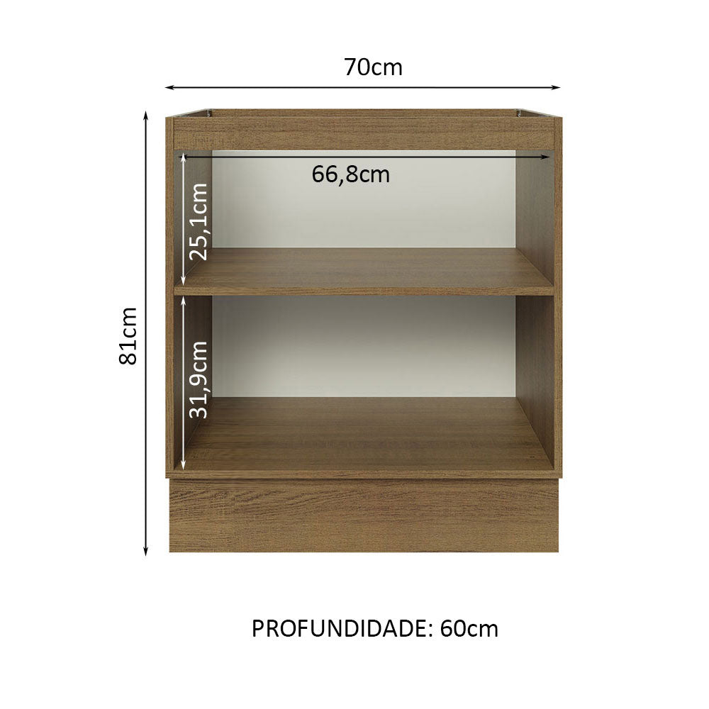 Balcão Cozinha 70 x 60 cm 2 Portas (Sem Tampo) Rustic Glamy Madesa