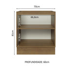 Balcão Cozinha 70 x 60 cm 2 Portas (Sem Tampo) Rustic Glamy Madesa