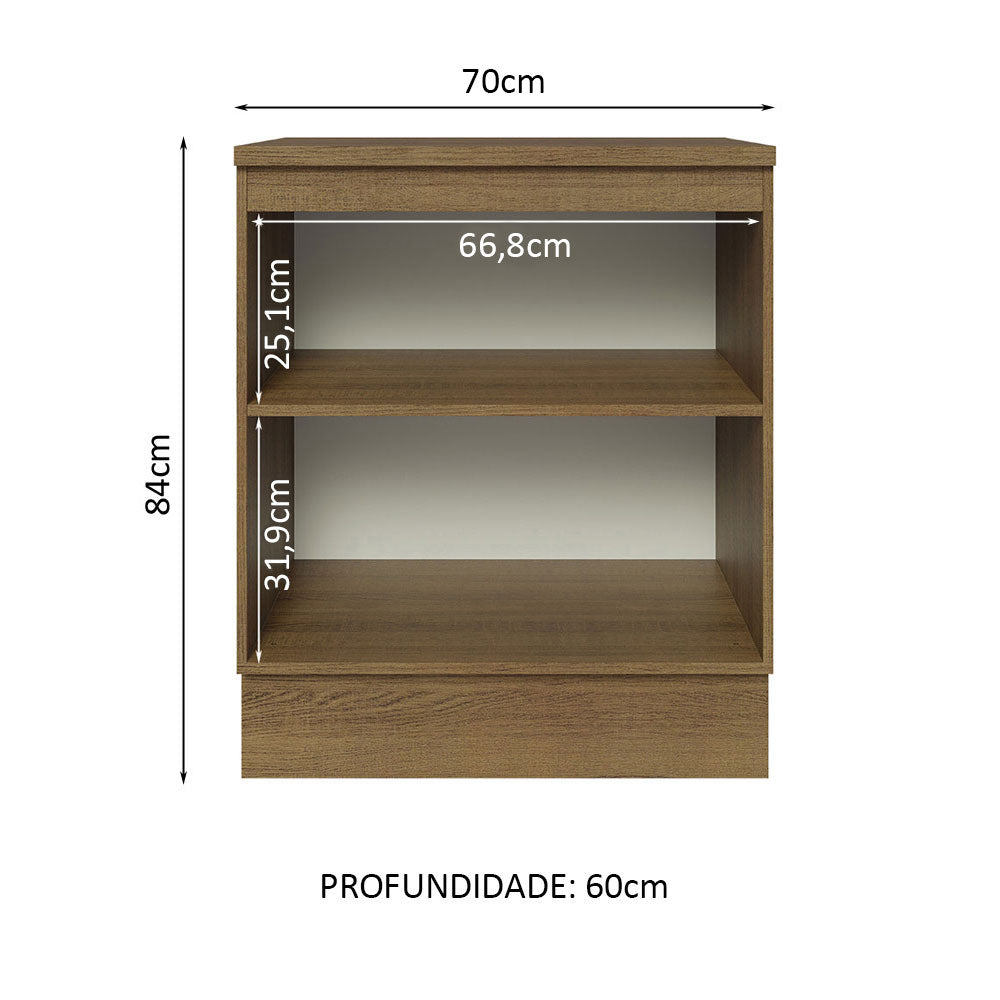 Balcão 70 x 60 cm 2 Portas (Com Tampo) Rustic Glamy Madesa