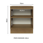 Balcão 70 x 60 cm 2 Portas (Com Tampo) Rustic Glamy Madesa