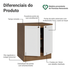 Balcão de Cozinha 70 x 60 cm 2 Portas (Com Tampo) Rustic/Branco Vik Madesa