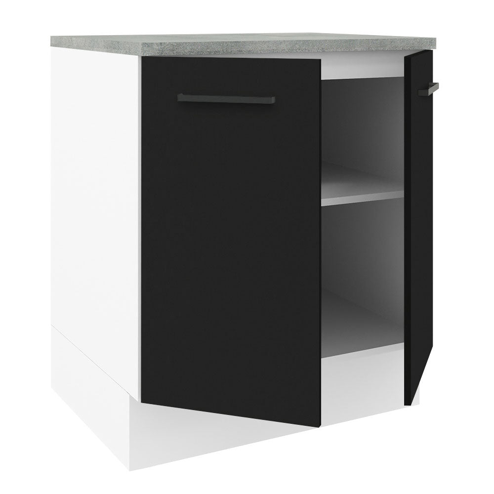 Balcão de Cozinha Madesa Agata 70 x 60 cm 2 Portas (Com Tampo) Branco/Preto